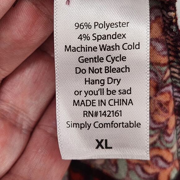 NWT LulaRoe Nicole Rust & Teal Pattern Scoop neck Elbow Length Dress Women's XL - Picture 3 of 9